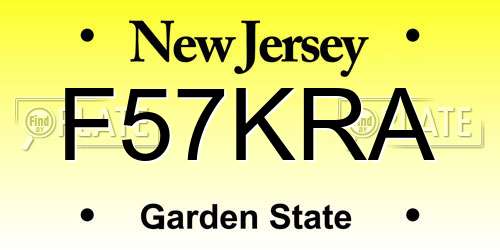F57KRA New Jersey License Plate