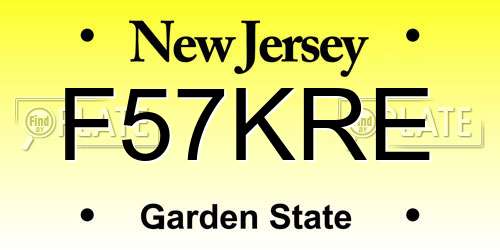 F57KRE New Jersey License Plate