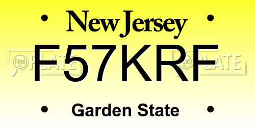 F57KRF New Jersey License Plate