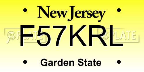 F57KRL New Jersey License Plate