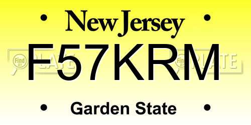 F57KRM New Jersey License Plate