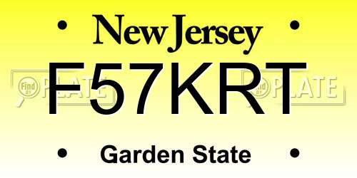 F57KRT New Jersey License Plate