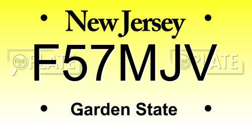 F57MJV New Jersey License Plate