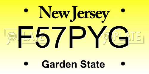 F57PYG New Jersey License Plate