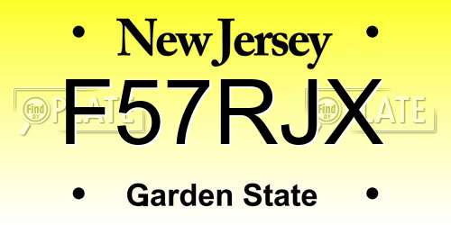 F57RJX New Jersey License Plate
