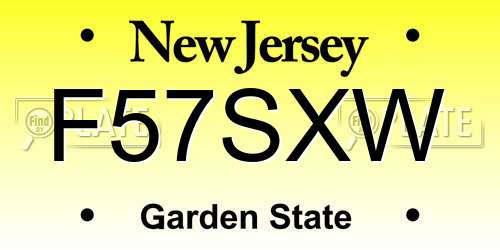 F57SXW New Jersey License Plate