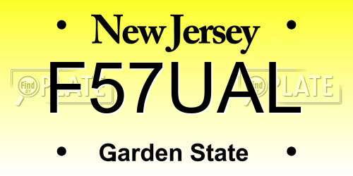 F57UAL New Jersey License Plate