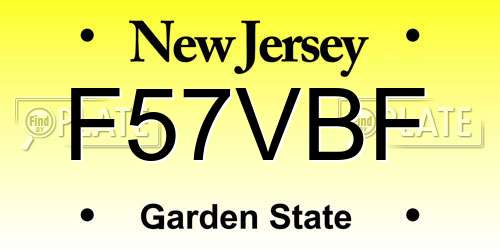 F57VBF New Jersey License Plate
