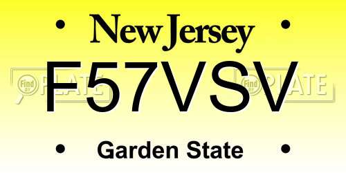 F57VSV New Jersey License Plate