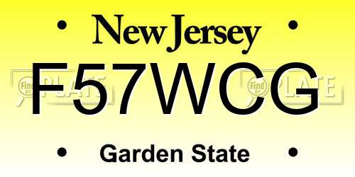 F57WCG New Jersey License Plate