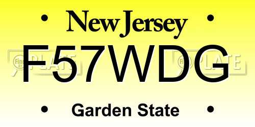 F57WDG New Jersey License Plate