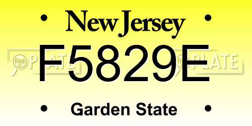 F5829E New Jersey License Plate