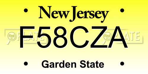 F58CZA New Jersey License Plate