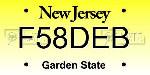 F58DEB New Jersey License Plate