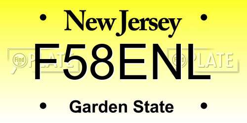 F58ENL New Jersey License Plate