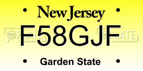 F58GJF New Jersey License Plate