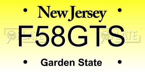 F58GTS New Jersey License Plate
