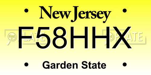 F58HHX New Jersey License Plate
