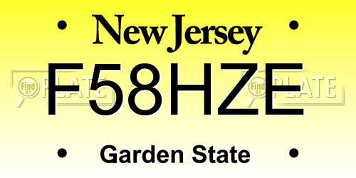 F58HZE New Jersey License Plate