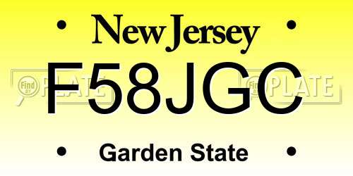 F58JGC New Jersey License Plate