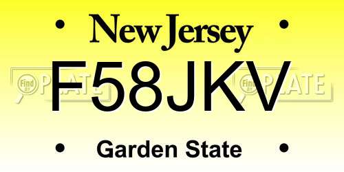 F58JKV New Jersey License Plate