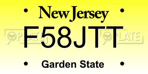 F58JTT New Jersey License Plate