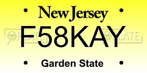 F58KAY New Jersey License Plate