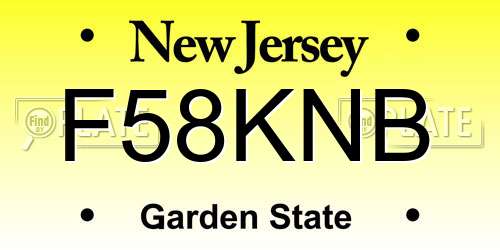 F58KNB New Jersey License Plate