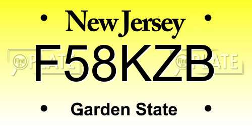 F58KZB New Jersey License Plate
