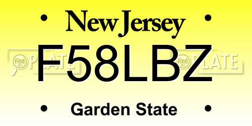 F58LBZ New Jersey License Plate