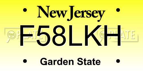 F58LKH New Jersey License Plate