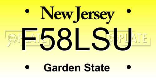 F58LSU New Jersey License Plate