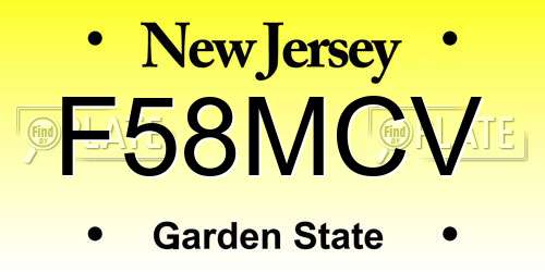 F58MCV New Jersey License Plate
