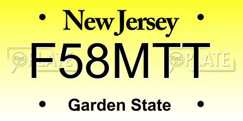 F58MTT New Jersey License Plate