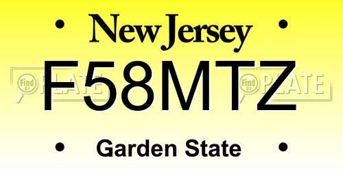 F58MTZ New Jersey License Plate