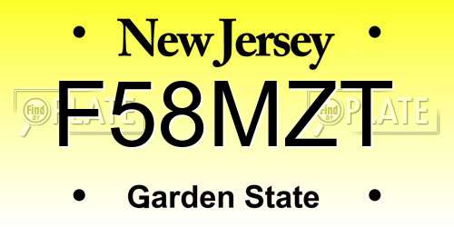 F58MZT New Jersey License Plate