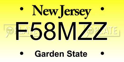 F58MZZ New Jersey License Plate