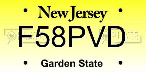 F58PVD New Jersey License Plate