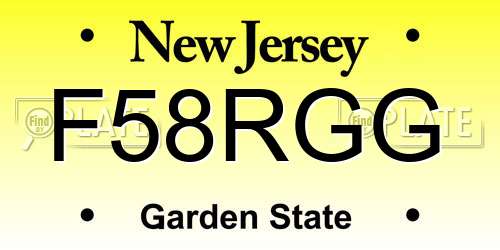 F58RGG New Jersey License Plate