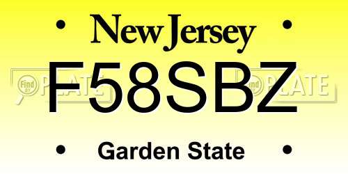 F58SBZ New Jersey License Plate