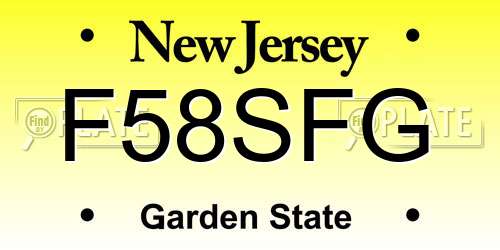 F58SFG New Jersey License Plate