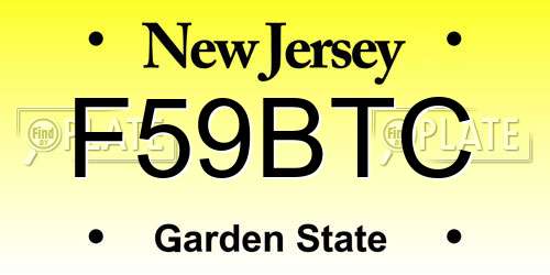 F59BTC New Jersey License Plate