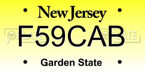F59CAB New Jersey License Plate