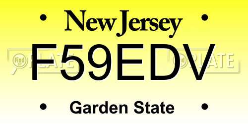 F59EDV New Jersey License Plate