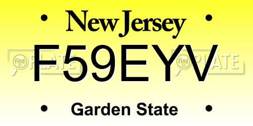 F59EYV New Jersey License Plate