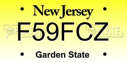 F59FCZ New Jersey License Plate