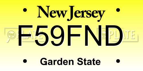 F59FND New Jersey License Plate