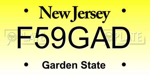 F59GAD New Jersey License Plate