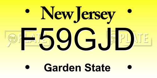 F59GJD New Jersey License Plate
