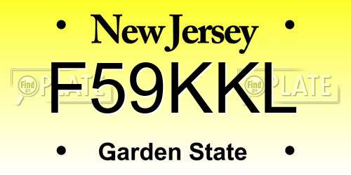 F59KKL New Jersey License Plate
